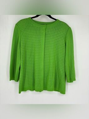 Ming Wang XL Neon Green Full Zip Jacket Cardigan Dress Cover Bright Vibrant